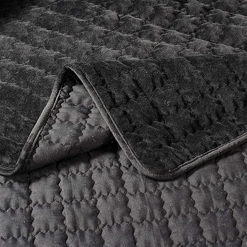 Miniatura 5 de Royal Hotel Bedding Edredón de terciopelo de felpa tamaño King, terciopelo blanco de 110 x 96 pulgadas, juego de 3 piezas, edredón de lujo 100%