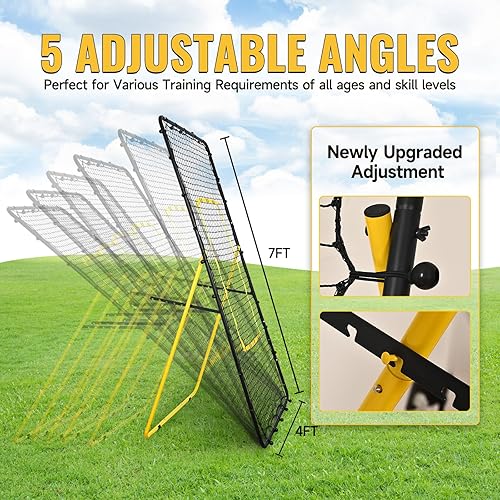 Miniatura 3 de Red de rebote ajustable de voleibol de 4 x 7 pies, equipo de entrenamiento de voleibol portátil, con bolso, 2 bolsas de arena, 4 estacas de metal