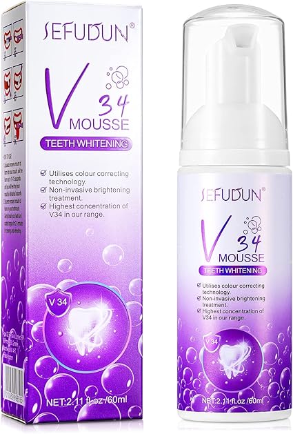 v34 Purple Blanqueador Dental, Pasta de Dientes Color Morada, Corrector Purple Blanqueamiento Profesional Teeth Whitening
