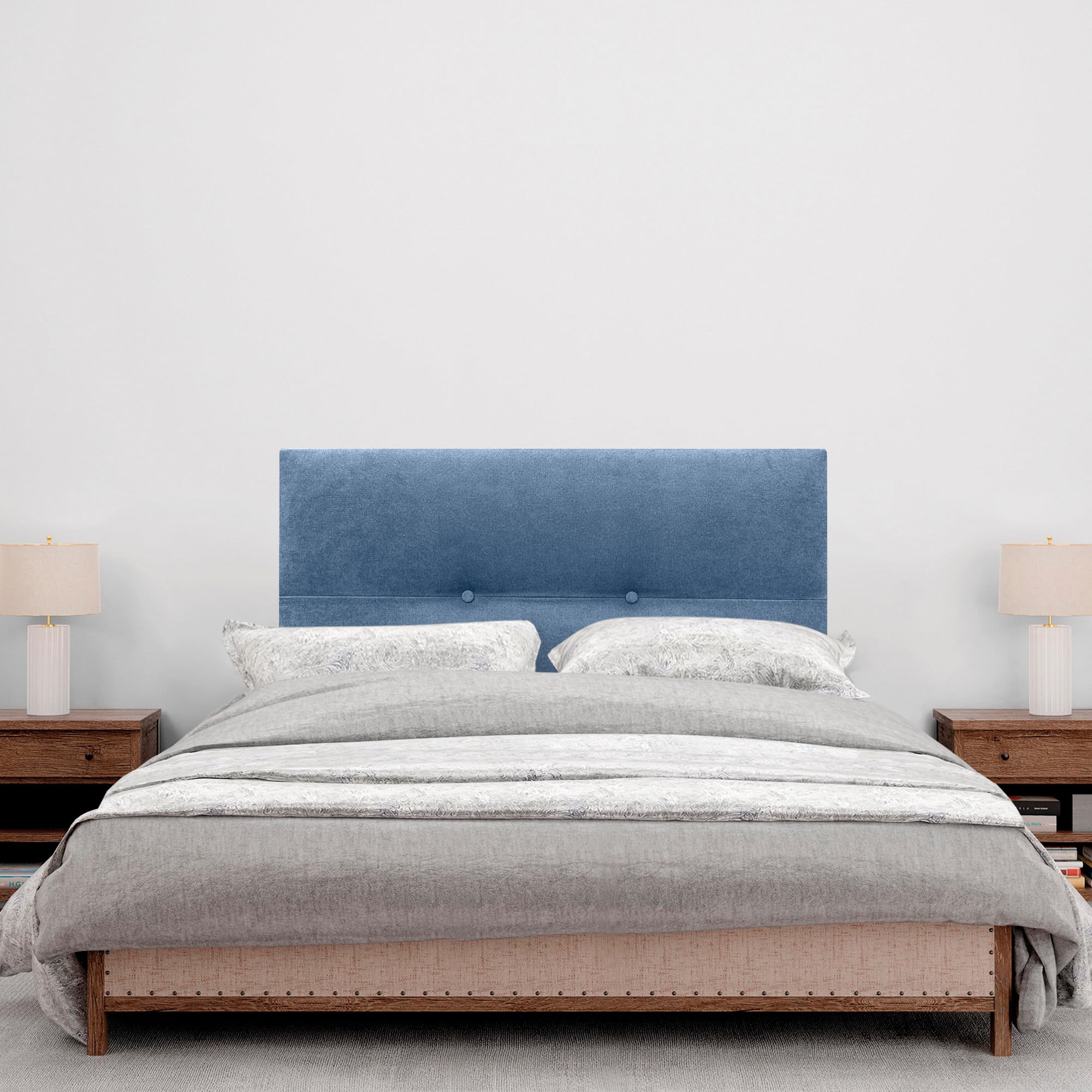 DHOME Testiera Imbottita Liscia Arrotondata in Tessuto Aqualine con Gambe per Parete Acustica Testate Letto Fonoassorbenti Camera da Letto (Beige, 180cm Dual