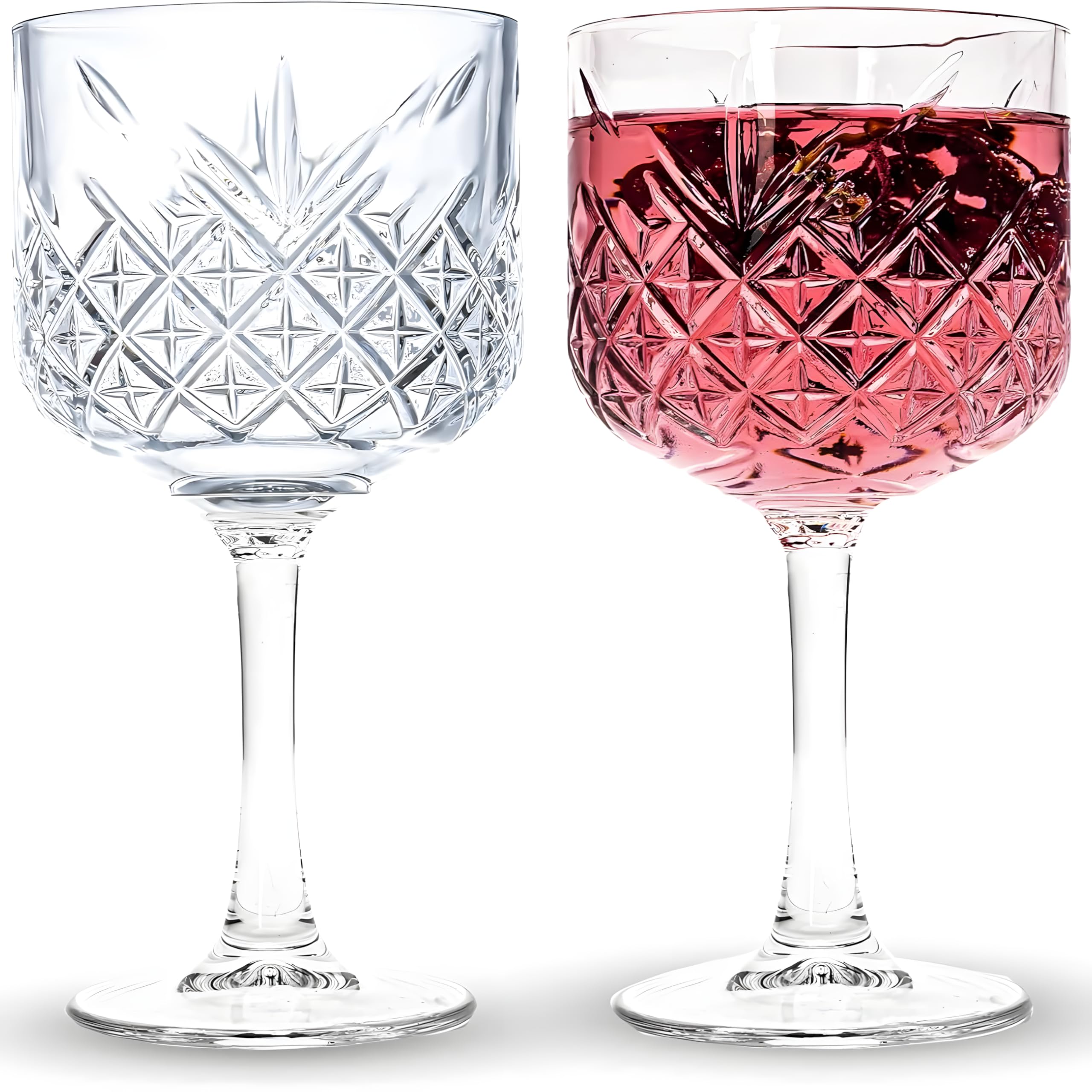 Inovique Enterprises Timeless Vintage Wine Glasses Set of 6 - 500ml Cut Glass Goblets for Red Wine, Water & Cocktails | Crystal Look, Durable, Lead-Free 2