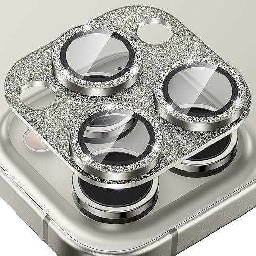 Miniatura 8 de Tensea Protector de lente de cámara para iPhone 15 ProiPhone 15 Pro Max, cubierta de vidrio templado brillante con protector de anillo de metal,