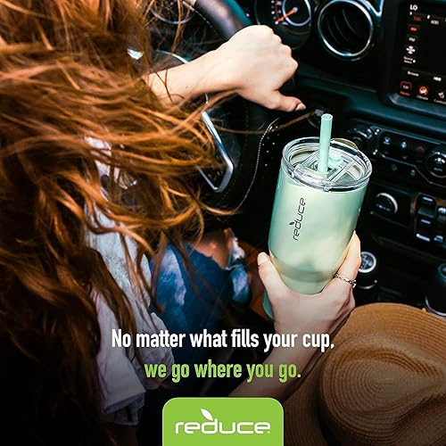 Miniatura 5 de Reduce Cold1 - Vaso de acero inoxidable aislado al vacío de 34 onzas con tapa y popote, mantiene las bebidas frías hasta 36 horas, marcas internas