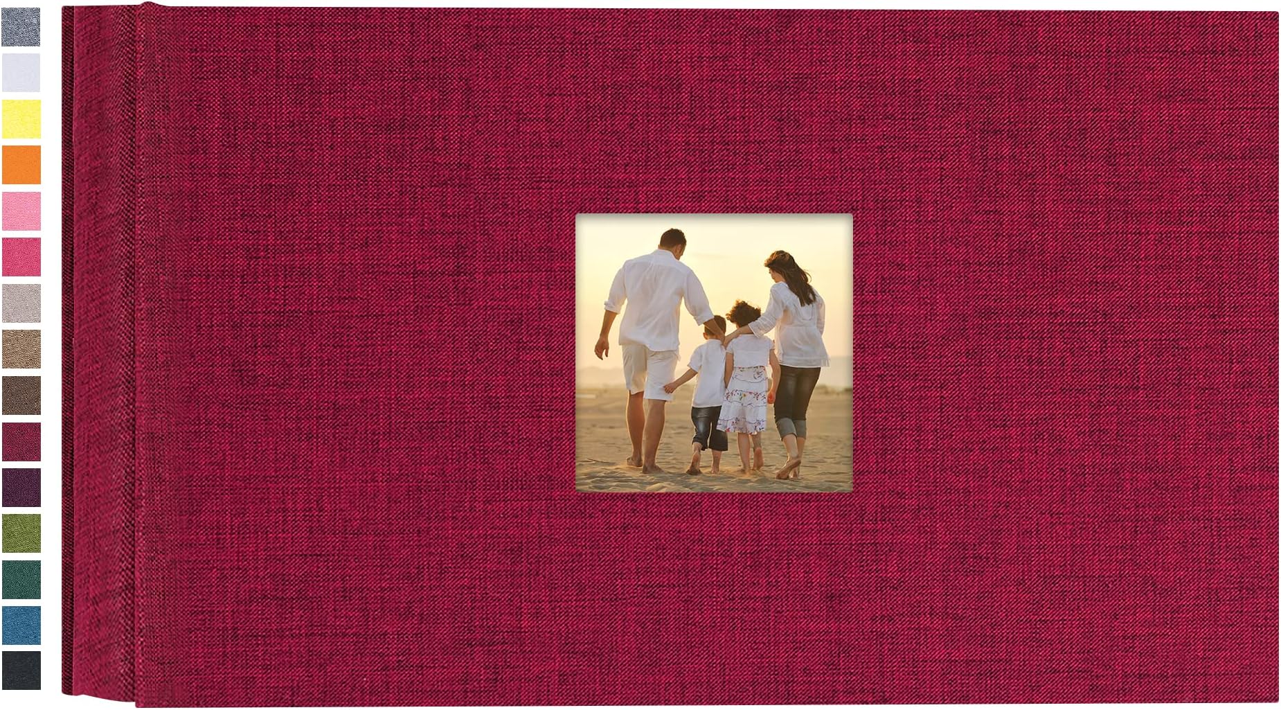 potricher Small Photo Album 4x6 100 Photos Linen Cover Picture Photo Book for Family Wedding Anniversary Baby Vacation (Red,100 Pockets)