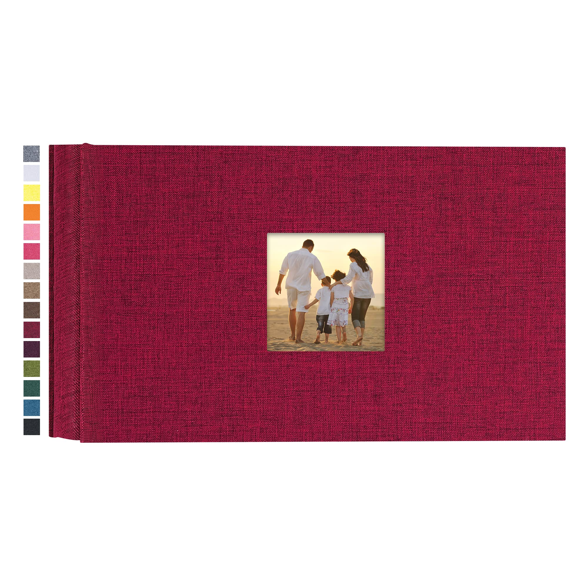 potricher Small Photo Album 4x6 100 Photos Linen Cover Picture Photo Book for Family Wedding Anniversary Baby Vacation (Red,100 Pockets)