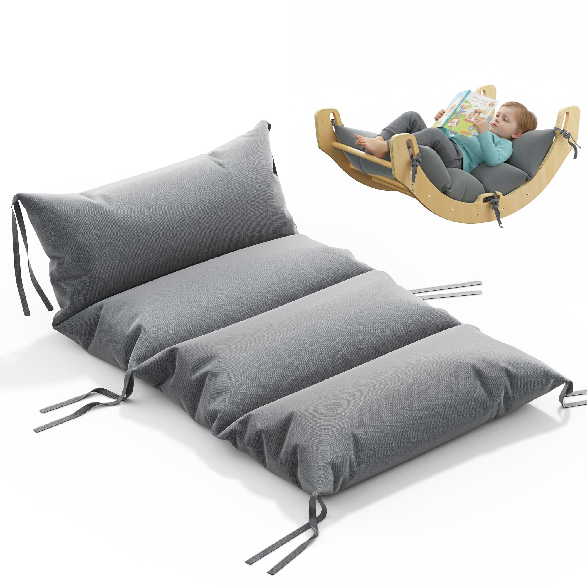 COSYLAND Coussin et Matelas Confortable pour Enfants – Arche Montessori et Arche d’Escalade Bébé – Tapis de Sol Sécurisé pour Aire de Jeux Intérieure – Gris