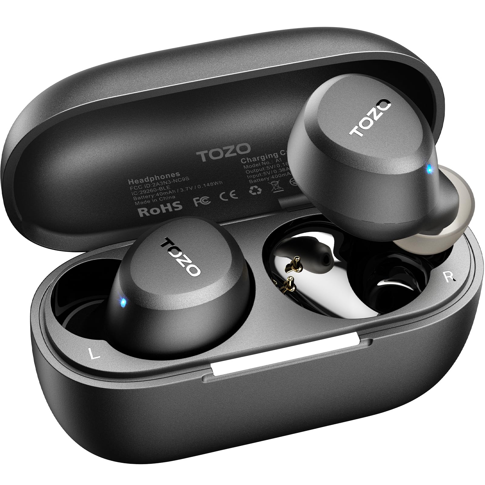 TOZO A1 Wireless Earbuds, Bluetooth 5.3 Earphones, Support APP EQ Setting, 30H Long Playtime, Ear Buds with HiFi Stereo Sound, Light-Weight Wireless Earphones, IPX5 Waterproof