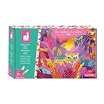 Janod – Pittura 3D – Tema Giungla – Les Ateliers du Calme – Kit attività Creative Bambini – Pittura Oro e Rosa Fluo per Bambini – Abilità Fino-Motorie e Concentrazione – dai 7 Anni, J07950