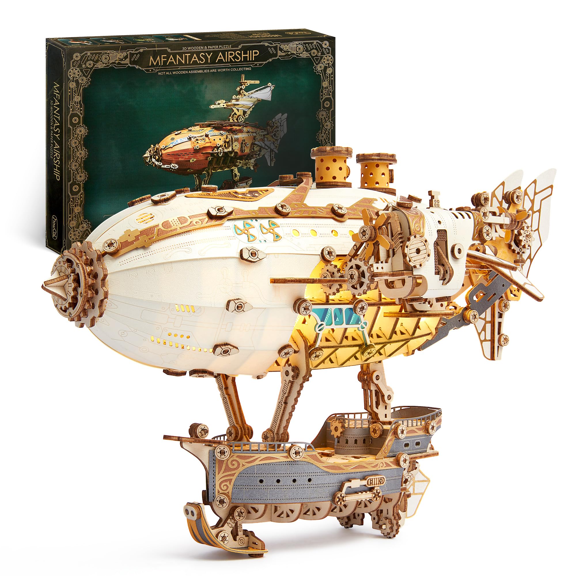 完成品！ FUNPOLA 3Dパズル 木製パズル ファンタジー飛行船 Amazon | FUNPOLA 3Dパズル 木製パズル ファンタジー飛行船 スチーム