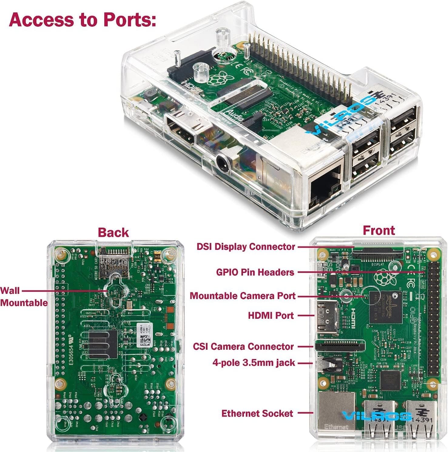 Raspberry Pi Clear Transparent Case-- Compatible With Raspberry Pi 3 Model B & Raspberry Pi 2 Model B