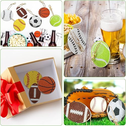 Miniatura 6 de Tudomro 24 llaveros de diamantes de Navidad para decoración con llaveros para manualidades 2024, Balón, Pequeño