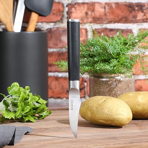 Miniatura 4 de Cuchillo de pelar y pico de pájaro Babish  Cuchillo de cocina de acero alemán de alto carbono 1.4116  Herramienta de pelado y pelado de precisión