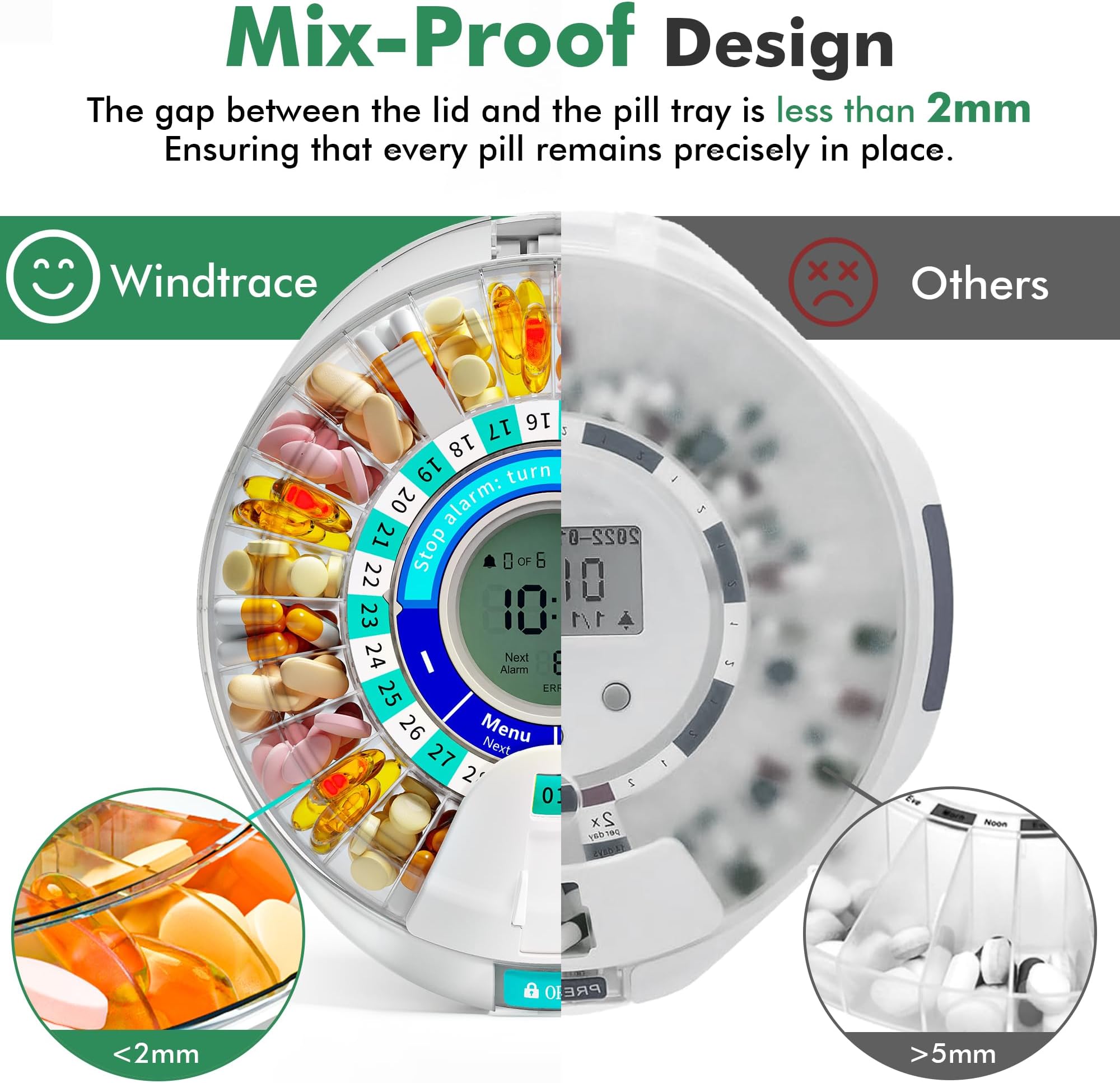 Upgraded Automatic Pill Dispenser for Elderly with Alarm: Smart Pill Dispenser Machine with 28-Slot, Mix-Proof Tech & XL LCD, Enhanced Durability for Daily Medicine Management
