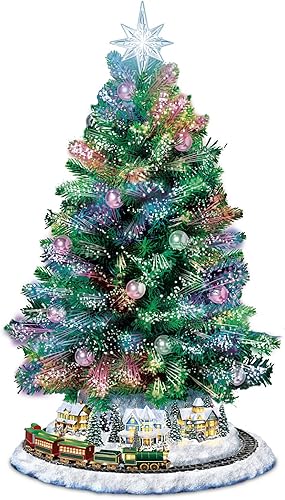 The Bradford Exchange Thomas Kinkade Holiday Sparkle - Árbol de Navidad de fibra óptica que cambia de color
