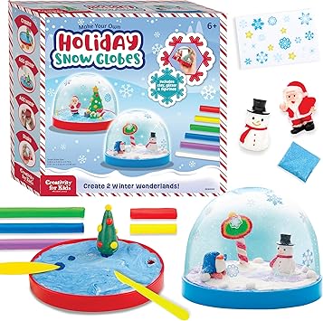 Creativity for Kids Make Your Own Holiday Snow Globes - Gifts and Crafts for Girls, Create 2 Snow Globes, Holiday Crafts for Children, Christmas Activities Ages 6+