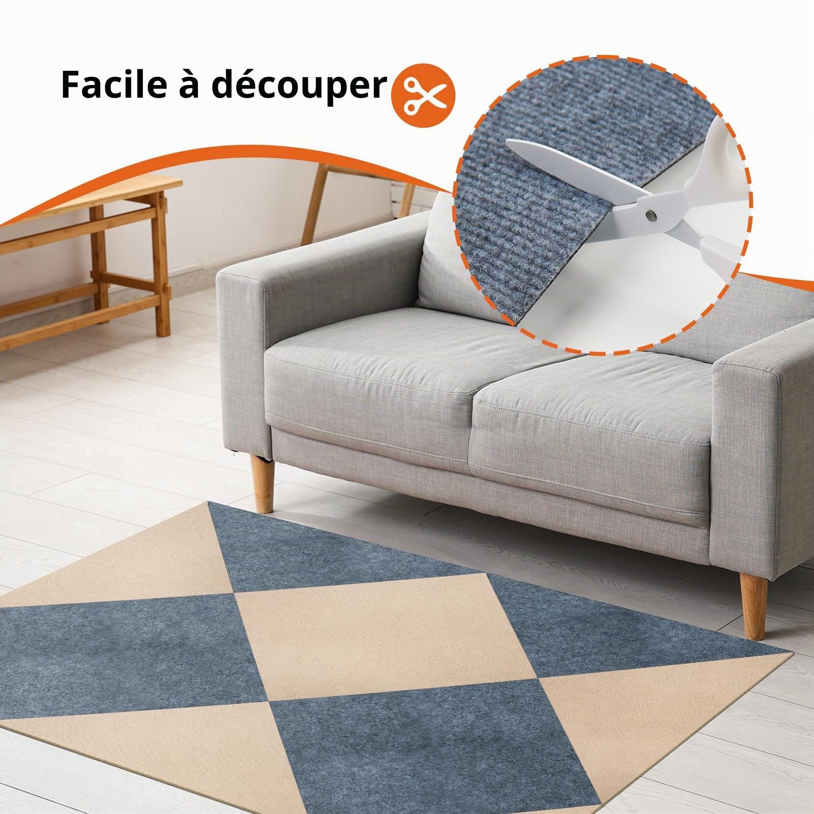 Vieshful Dalles de Moquette Autocollantes 10 Pièces Carrées Gris Clair | 50x50 cm Revêtement de sol adhésif facile à poser pour maison, bureau, salon, chambre et espaces commerciaux