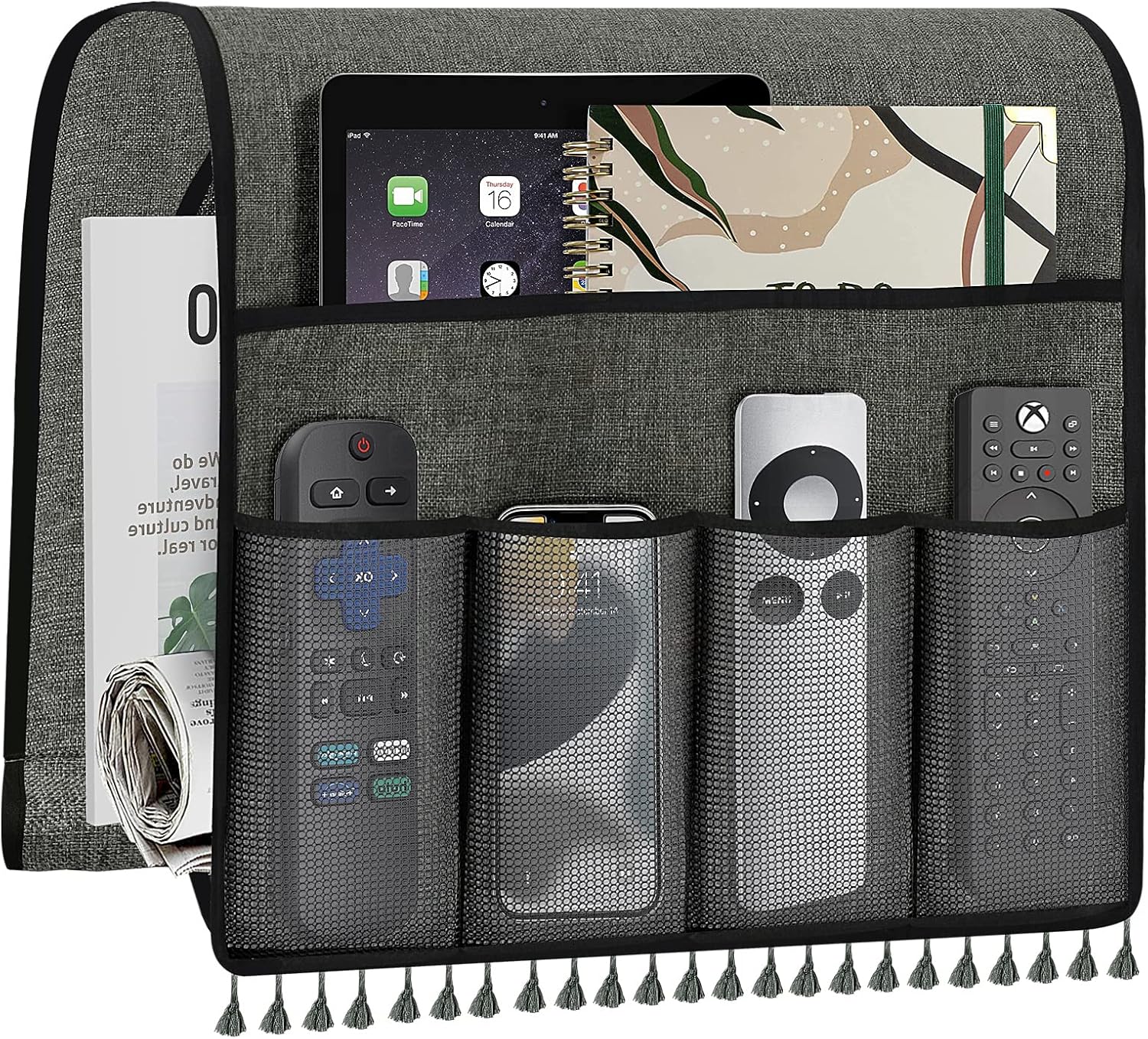 Remote Holder for Recliner Armchair Caddy for Newspaper Couch Armrest Organizer with