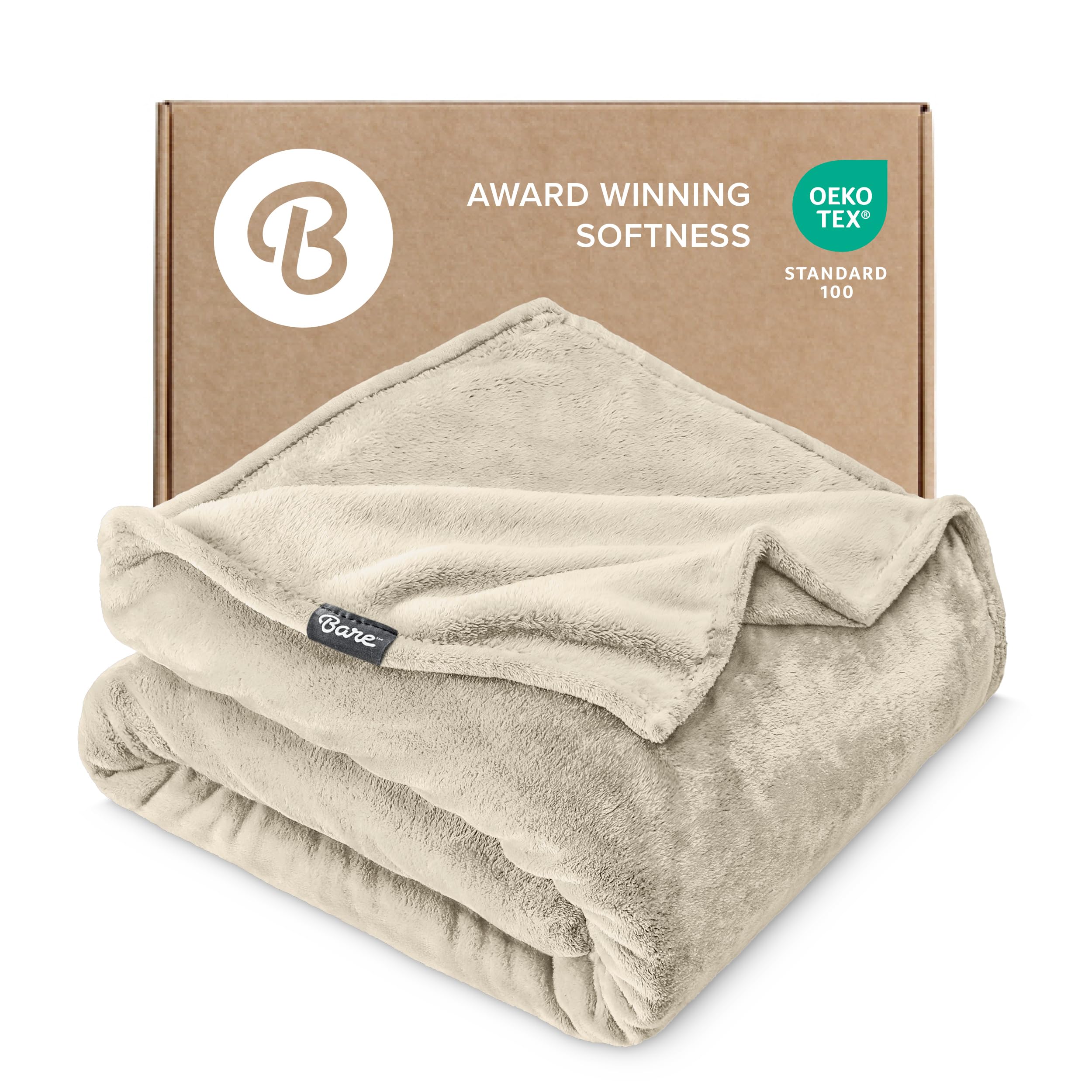 Bare Home Fleece Blanket Luxury Microplush (King, Oyster)