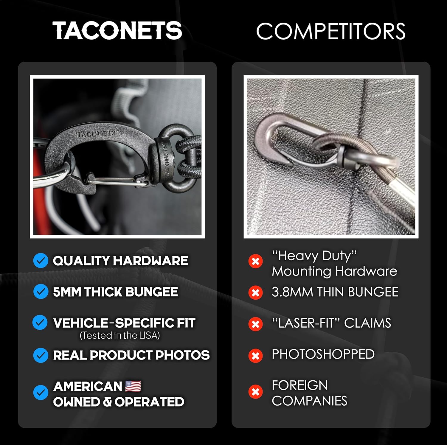 TacoNets Envelope Cargo Net for Acadia/Traverse/Enclave - Fits 2024-Current - Upgraded 5mm Bungee - Integrated Storage Bag - Heavy Duty Hooks - Designed in USA