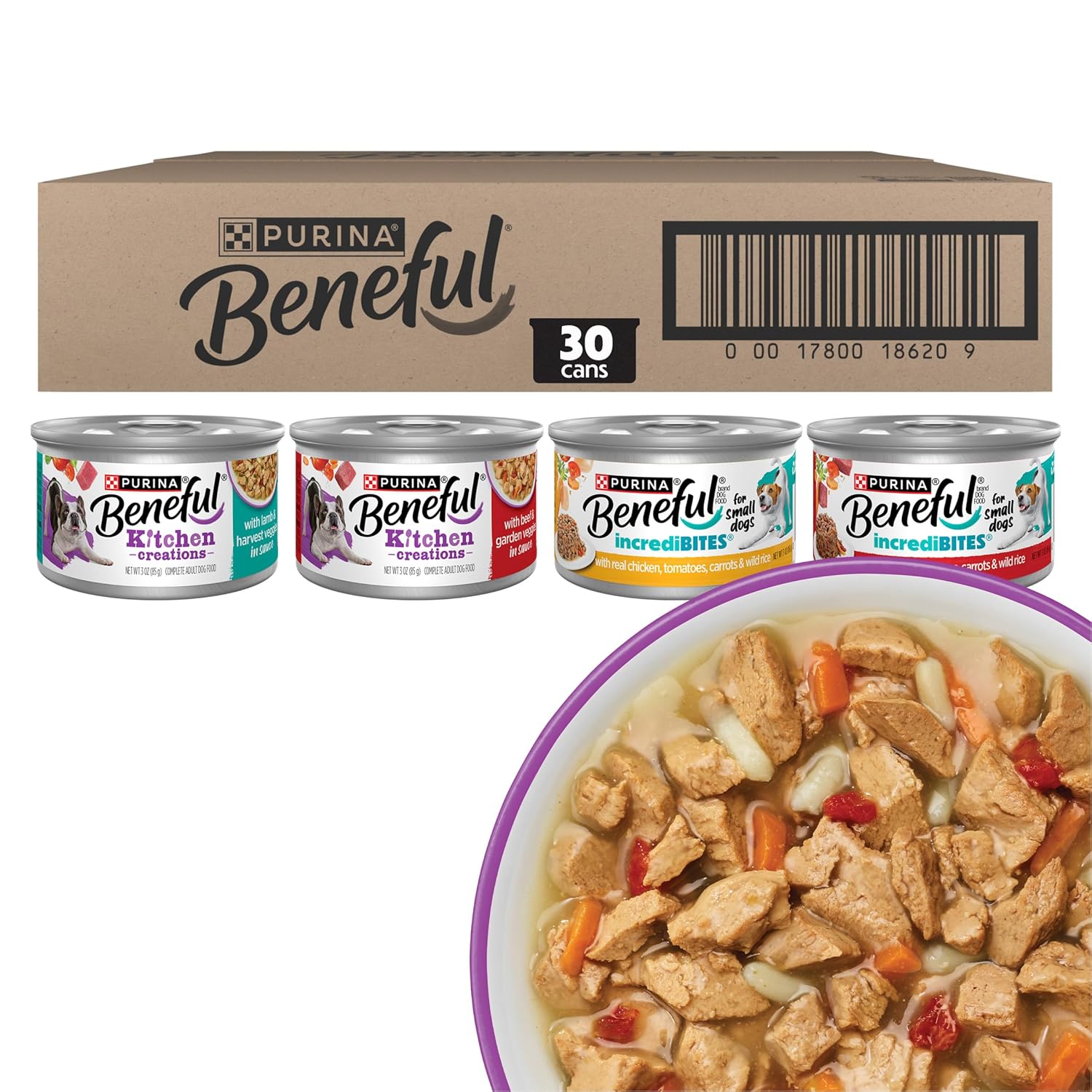 Purina Beneful Wet Dog Food Variety Pack, Incredibites & Medleys - (30) 3 oz. Cans