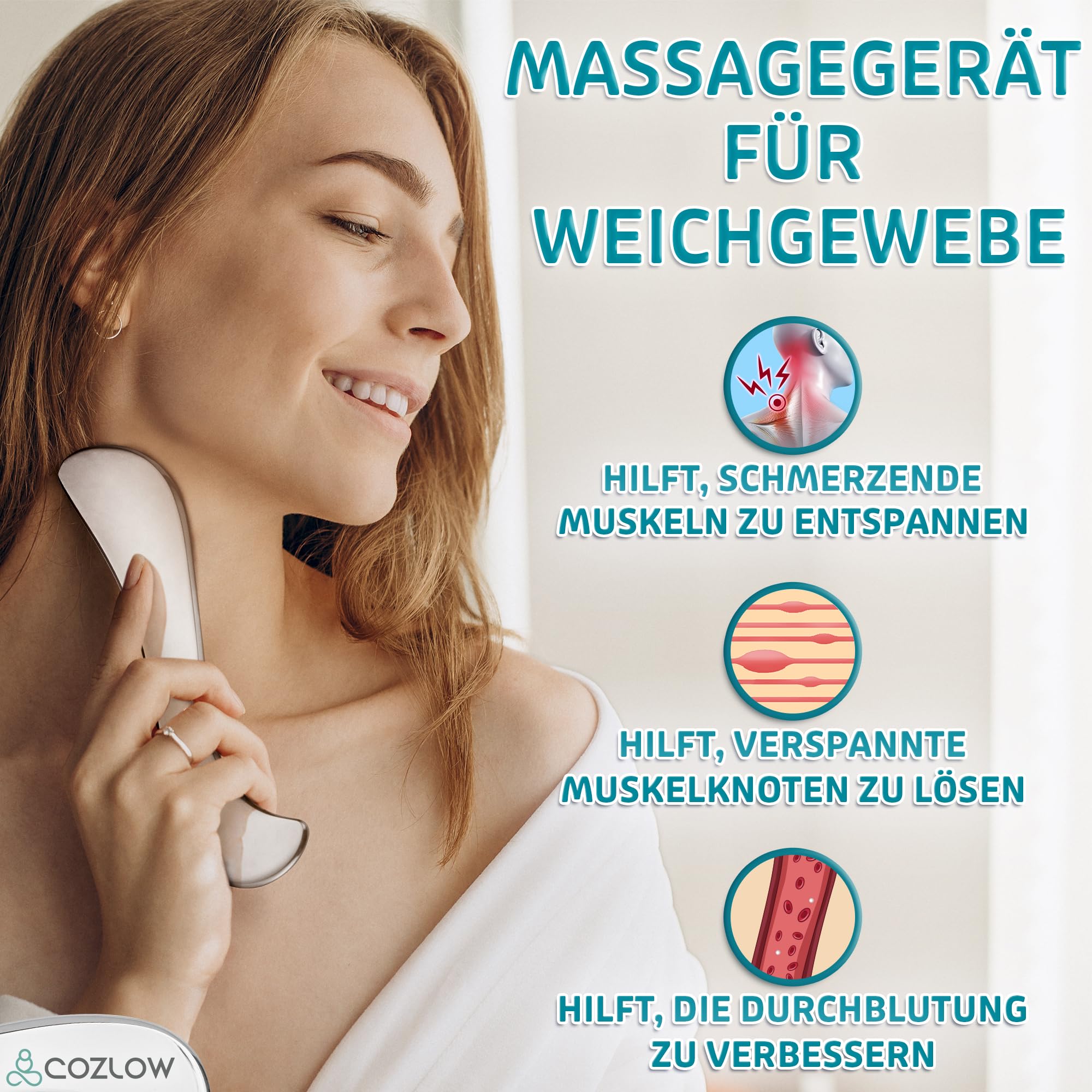 4-in-1 Faszienschaber-Set – Muskelschaber aus Edelstahl | Die weichen Gewebemobilisierungswerkzeuge von Cozlow sind ultra-glatt und poliert, um sicher zu gleiten