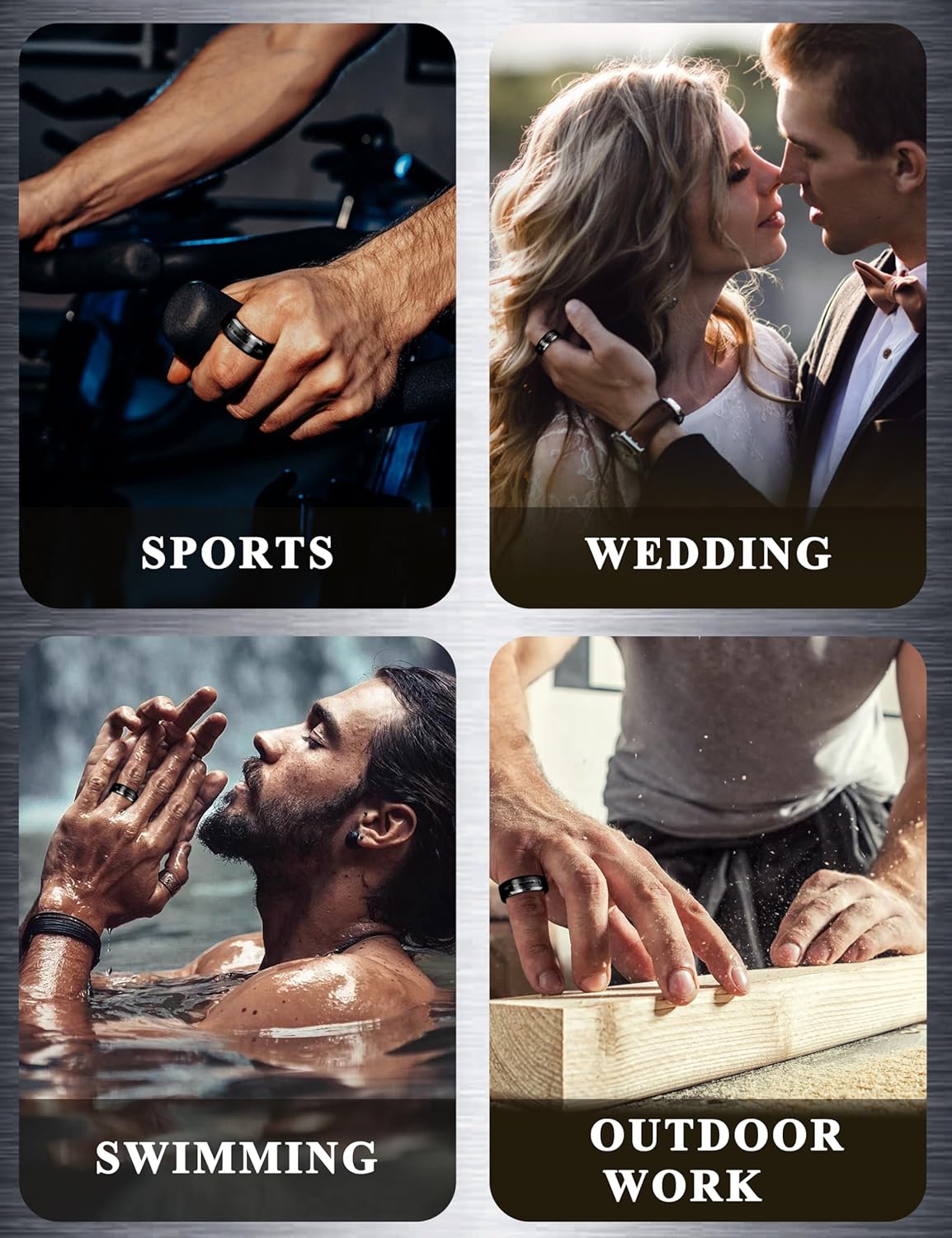 YADOCA Stainless Steel Wedding Ring for Men Women - 8MM Wedding Band Gold Silver Black Classic Groove Engagement Mens Rings Size 6-14 Comfort Fit - Image 5