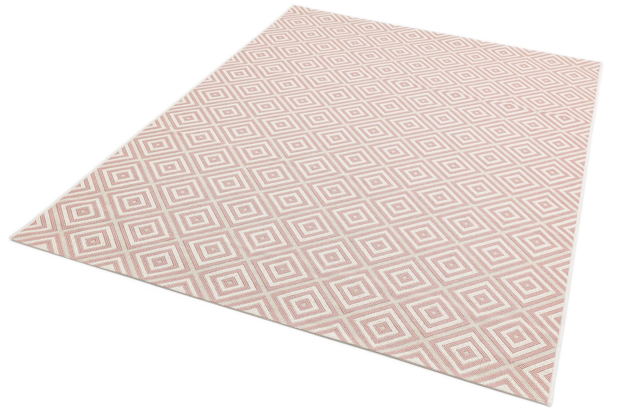 Lord of Rugs Patio PAT13 Diamond Geometric Flatweave Indoor Outdoor Rug in Pink White (160x230cm (5'3"x7'7"))