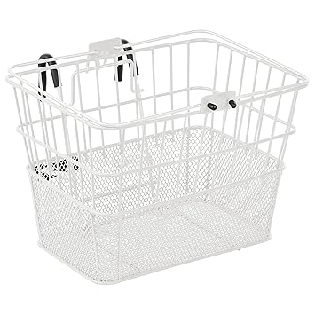 Retrospec Bicycles Detachable Steel Half-Mesh Apollo Bike Basket with Handles, Glossy White