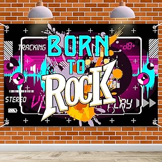 HAMIGAR 6x4ft Born To Rock Banner Backdrop - Rock and Roll Birthday Decorations Party Supplies