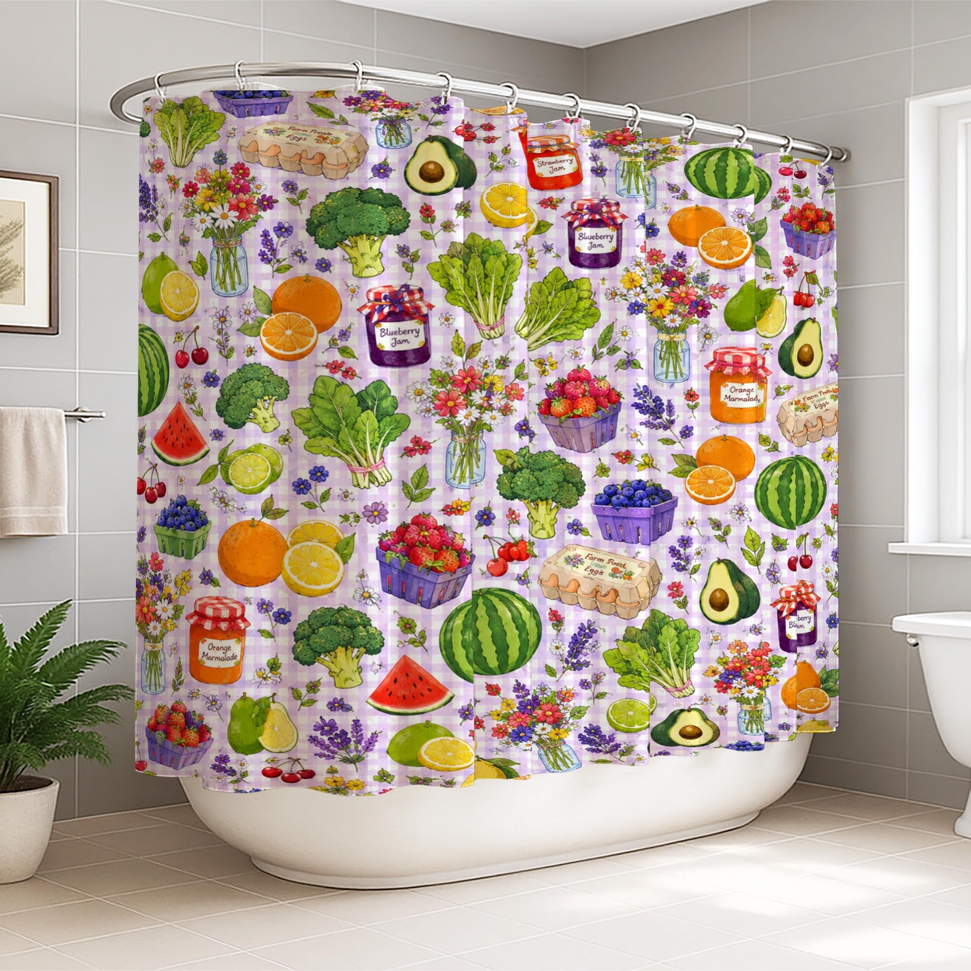 Rideau de douche pastèque vert d'été grand format 274 x 183 cm