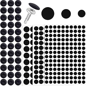 Lekgavd 290PCS Self-Adhesive Screw Hole Sticker, Black PVC Screw Cover ...