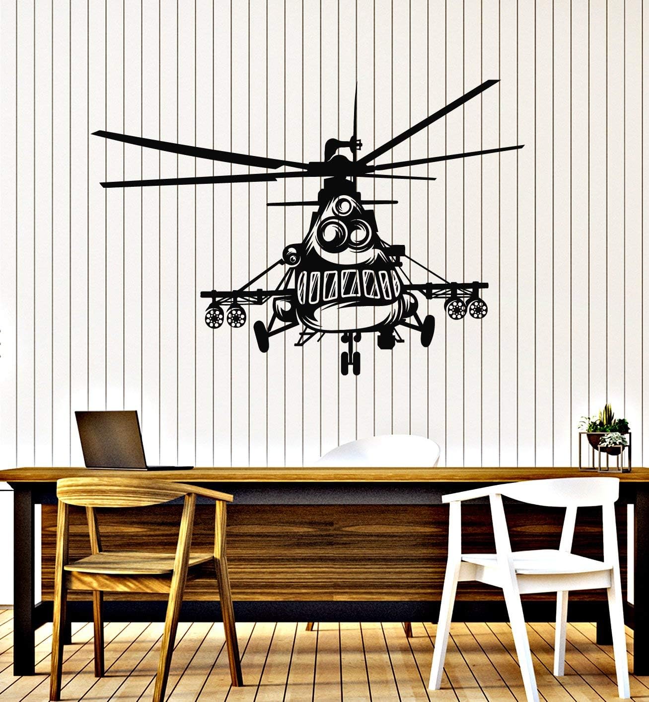 WallStickers4ever Vinyl Wall Decal Helicopter Military Army Air Force War Boys Room Stickers Mural Large Decor (g5007) Black