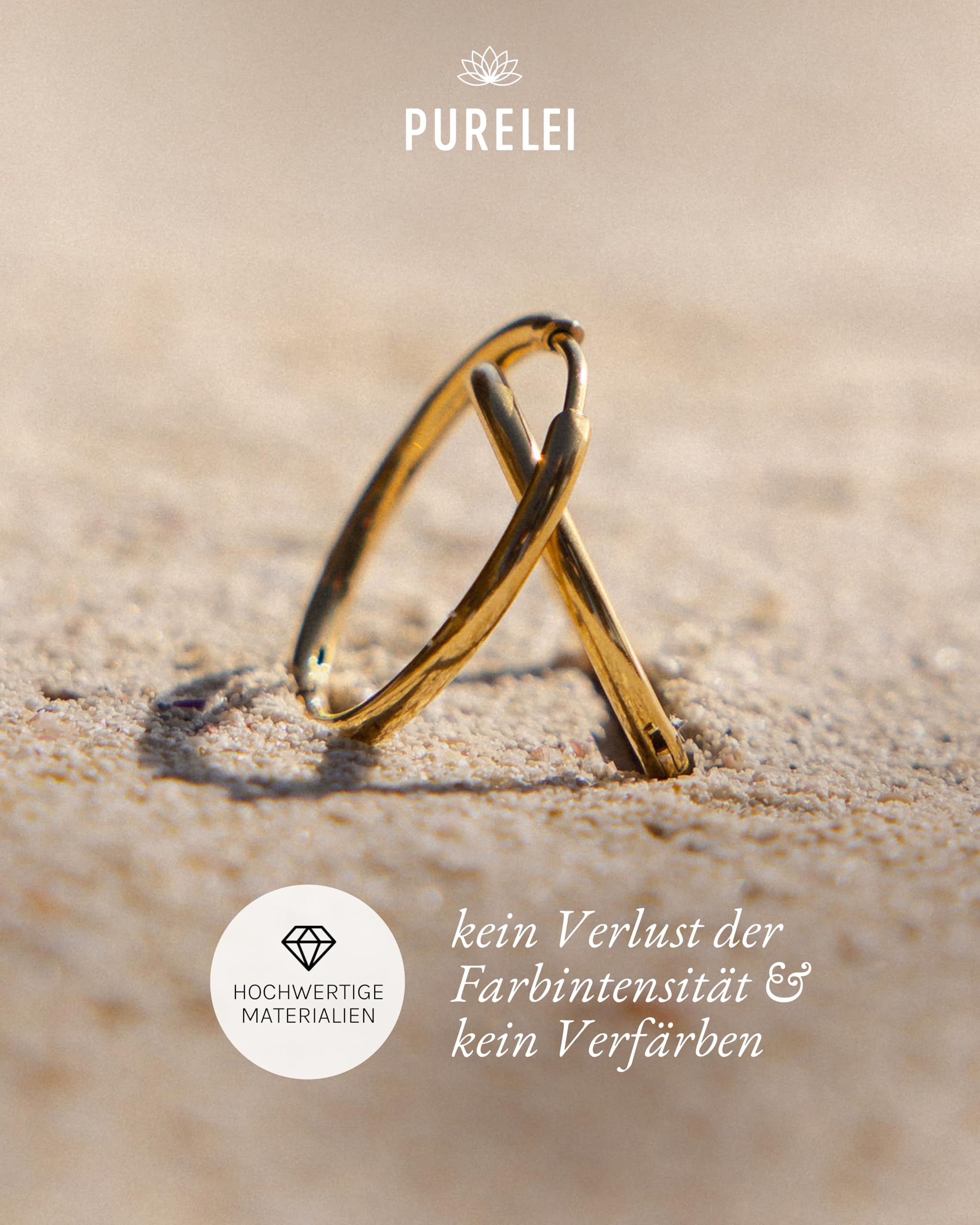 Purelei Sleeky Ohrringe, Schlichte Creolen für Frauen, Wasserfeste kleine Creolen aus Edelstahl, Durchmesser 15,8 mm