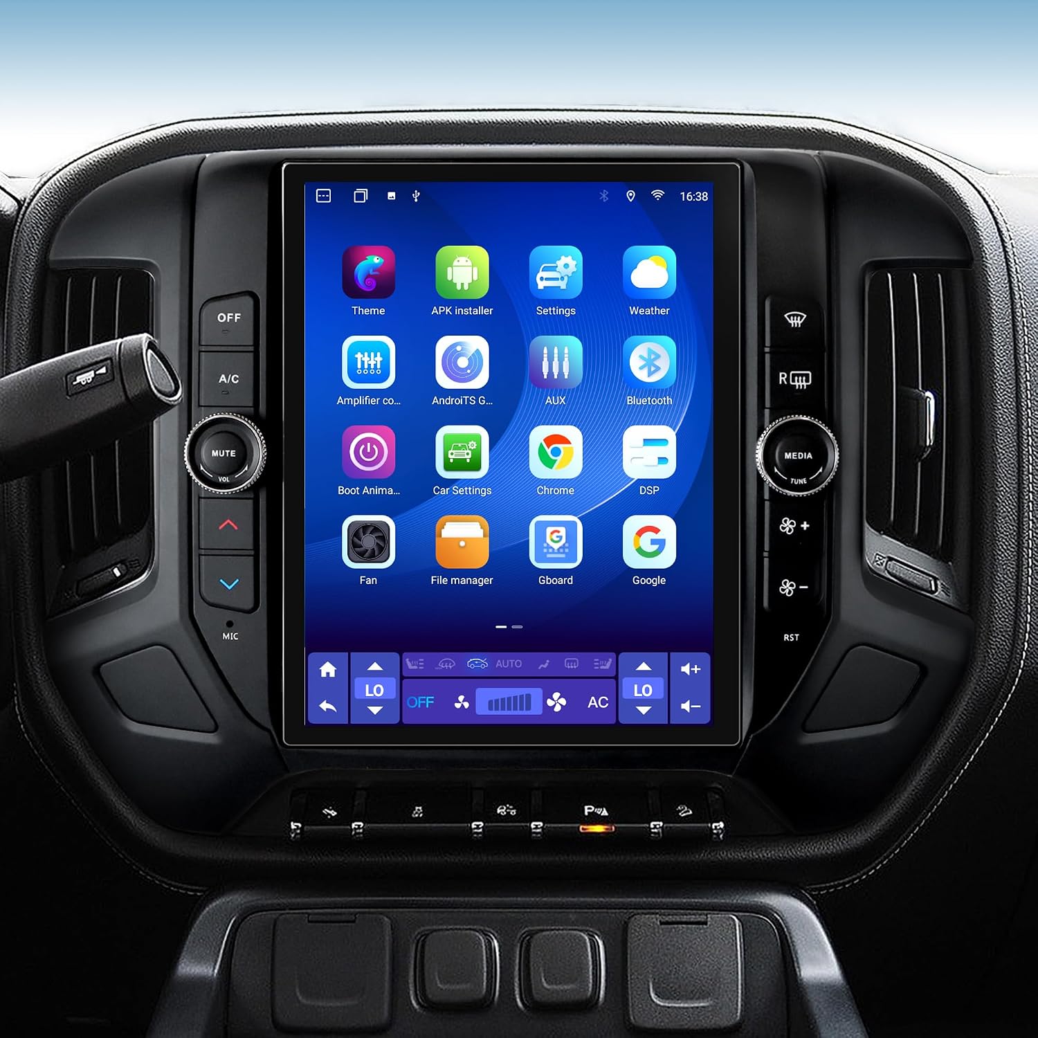 12.1" Radio Upgrade for Chevy Silverado GMC Sierra 2014-2018 8Core Sierra Stereo Android 13 T-Style Vertical Screen Headunit Wireless CarPlay Android Auto GPS 48EQ Backup Camera Mic,4+64G