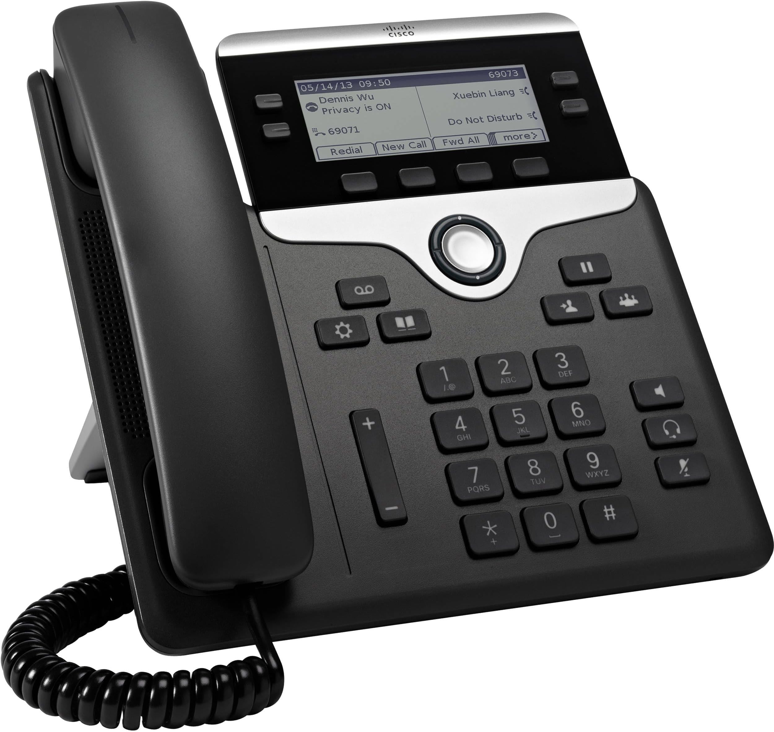 7841 IP Phone - Corded - Corded - Tabletop, Wall Mountable - Black - TAA Compliant - 4 x Total Line - VoIP - 3.5" - Enhanced User Connect License - 2 x Network (RJ-45) - PoE Ports