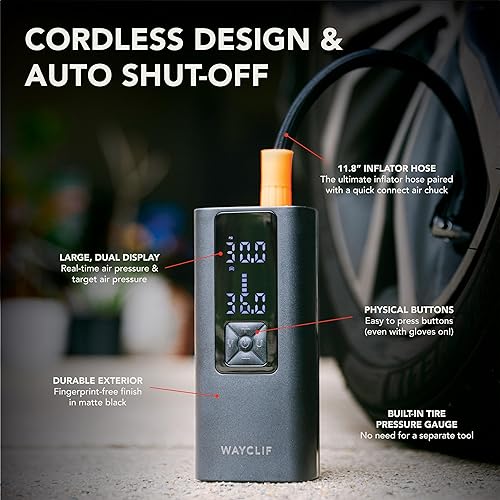 Miniatura 4 de Inflador de neumáticos 4 en 1, compresor de aire portátil con tecnología de inflado rápido, medidor de presión de neumáticos y pantalla digital,