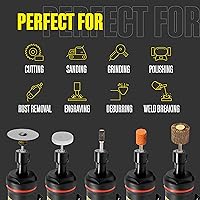 Vista 6 de BT 6321-7 - Amoladora neumática recta extra larga de 1/4 pulgadas - Amoladora neumática de grado profesional con control de velocidad variable