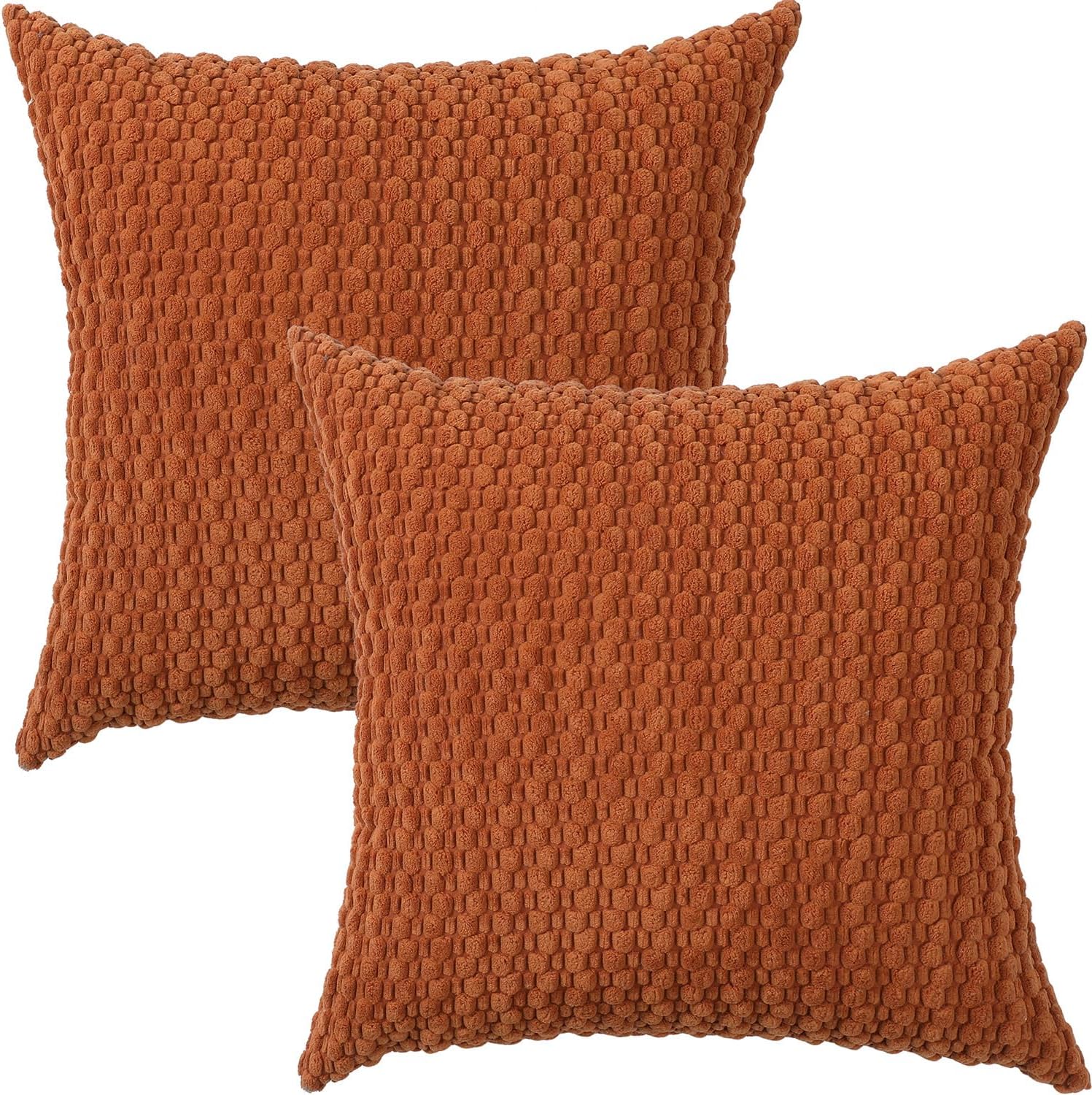 Cushion Covers 45x45cm Decorative Modern Rust Pillow Cases Pack of 2 Corduroy Boho Soft Throw Pillow Covers Square Pillowcases for Sofa Living Room Bed Home Decor