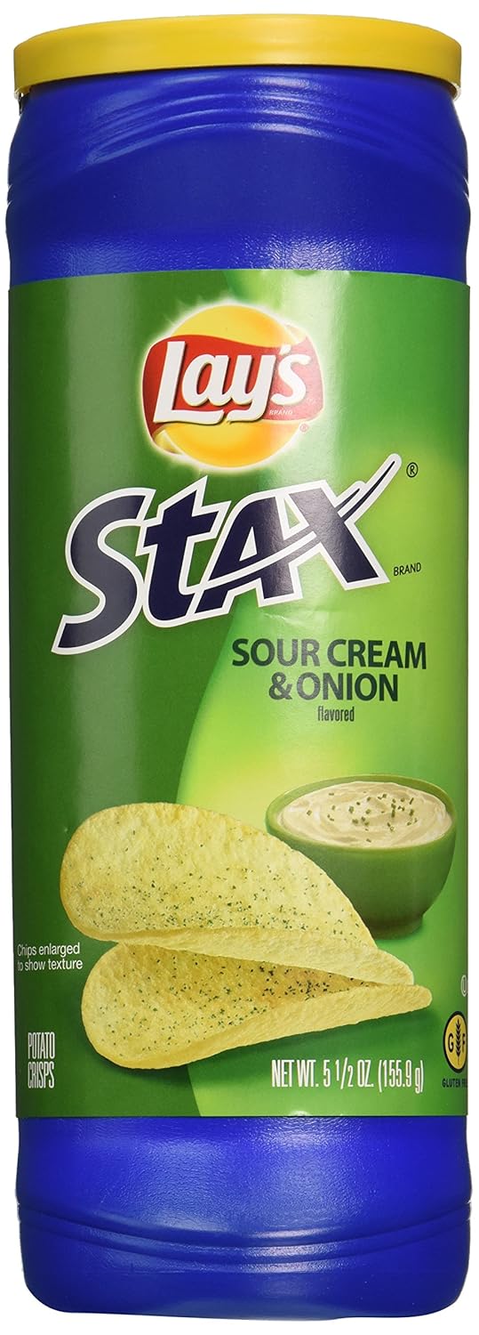 Lay's STAX Sour Cream & Onion Flavored Crisp 5.5 Oz (Pack of 3