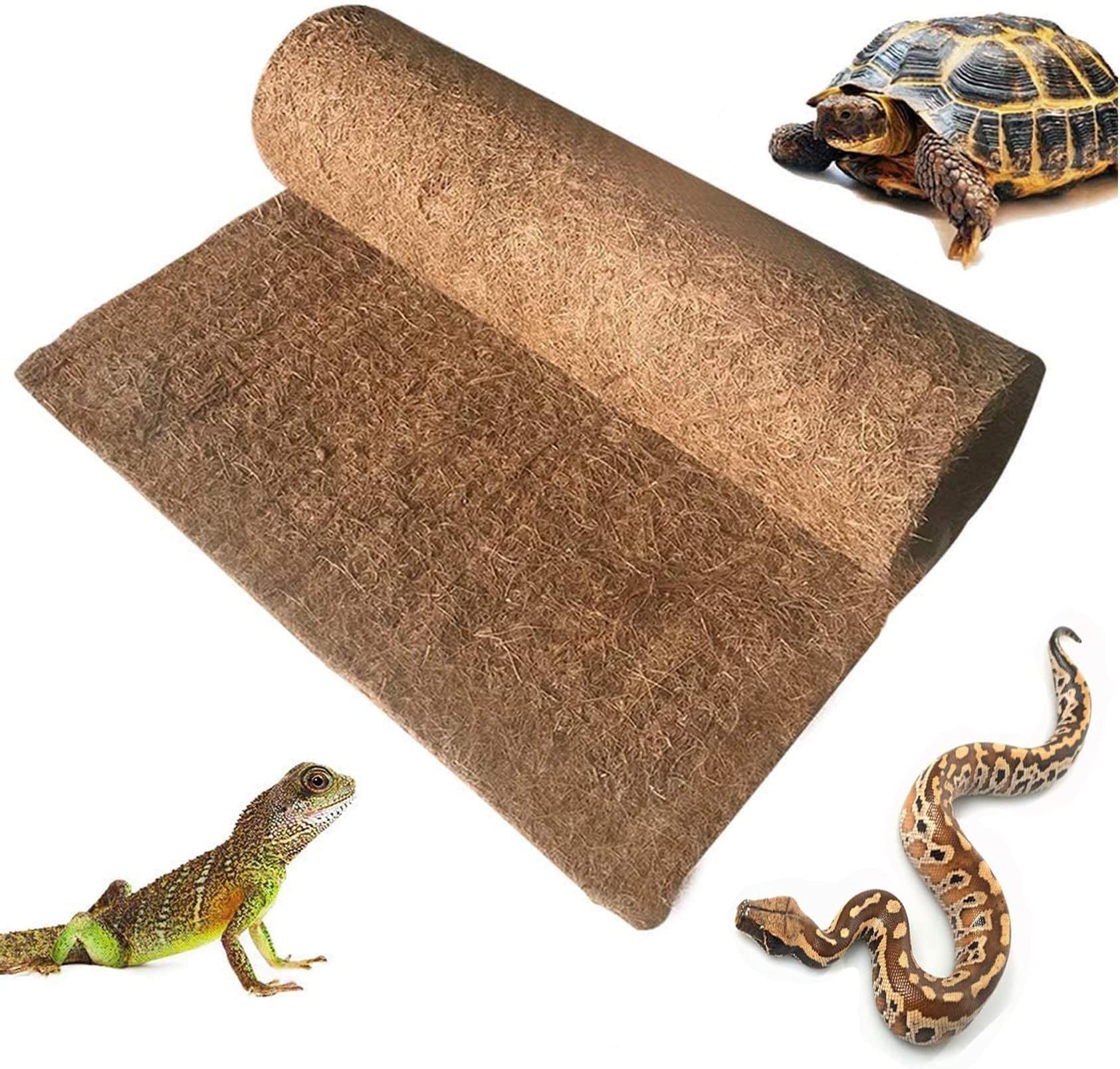 JCR Reptile Carpet,Coconut Fiber Substrate,Lizard Cage Mat,Coco Fiber Liner,Snake Bedding,Natual Coconut Fiber Carpet for Bearded Dragon,Turtles,Iguana,Tortoises (31.5" x 15.7")
