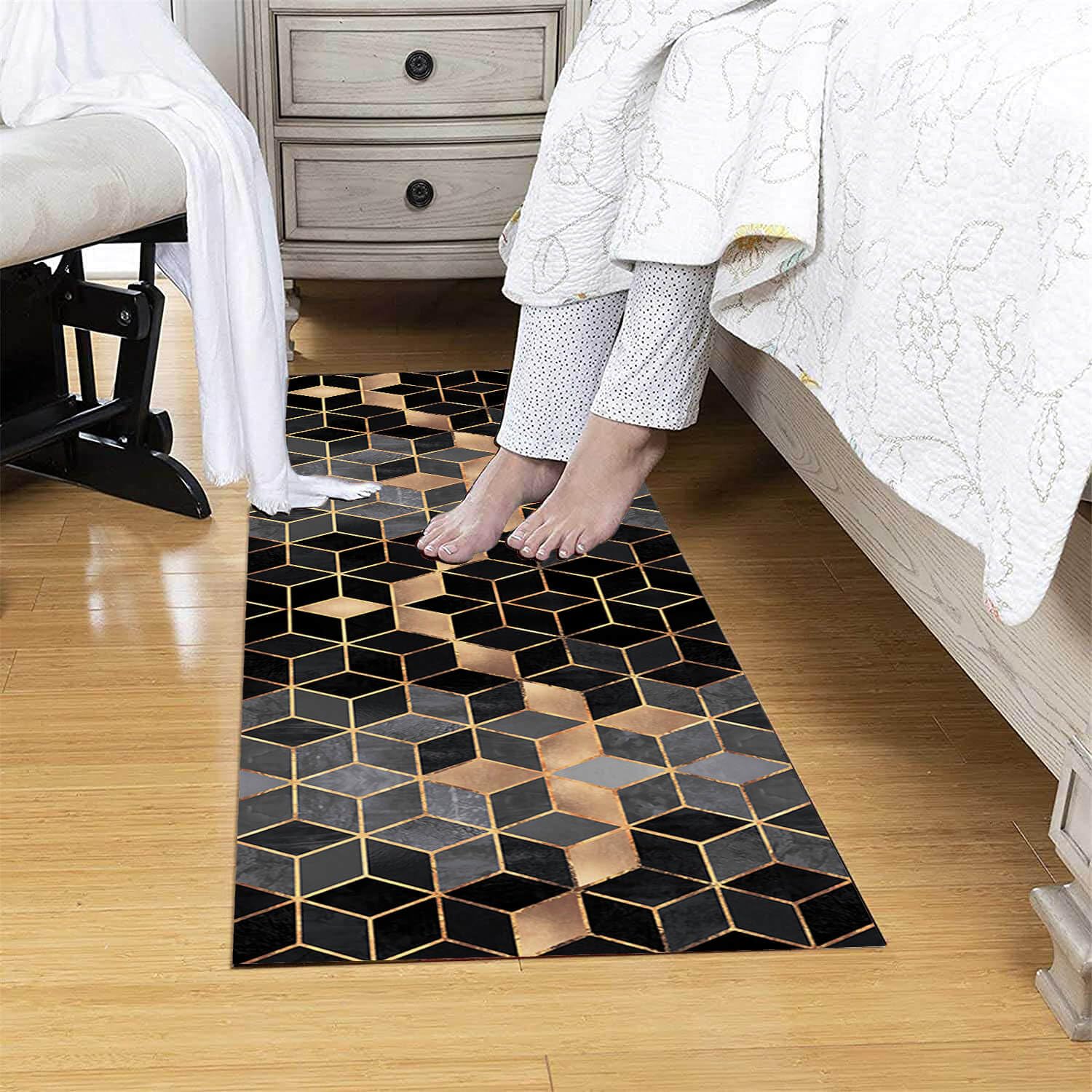Nere Tappeto Cucina Passatoia 2.5 Metri,Tappeti Runner Antiscivolo Moderni For Soggiorno Cameretta Cucina Salotto Tappeto Passatoia Motivo Geometrico,Lavabile，60X250CM