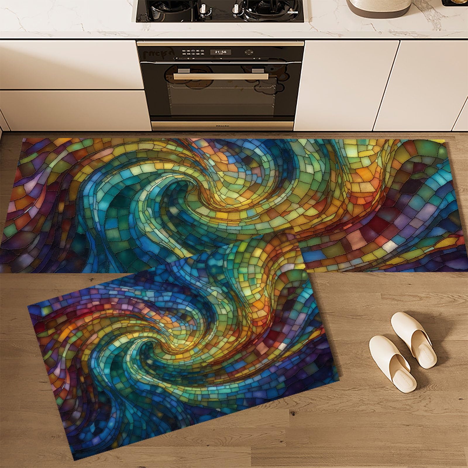 Tapis de cuisine lavables au design abstrait pour sublimer votre espace culinaire