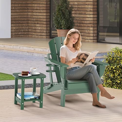 Miniatura 2 de nalone Adirondack - Mesa auxiliar para exteriores de 16.5 pulgadas, mesa auxiliar de plástico HDPE doble Adirondack para patio (verde)