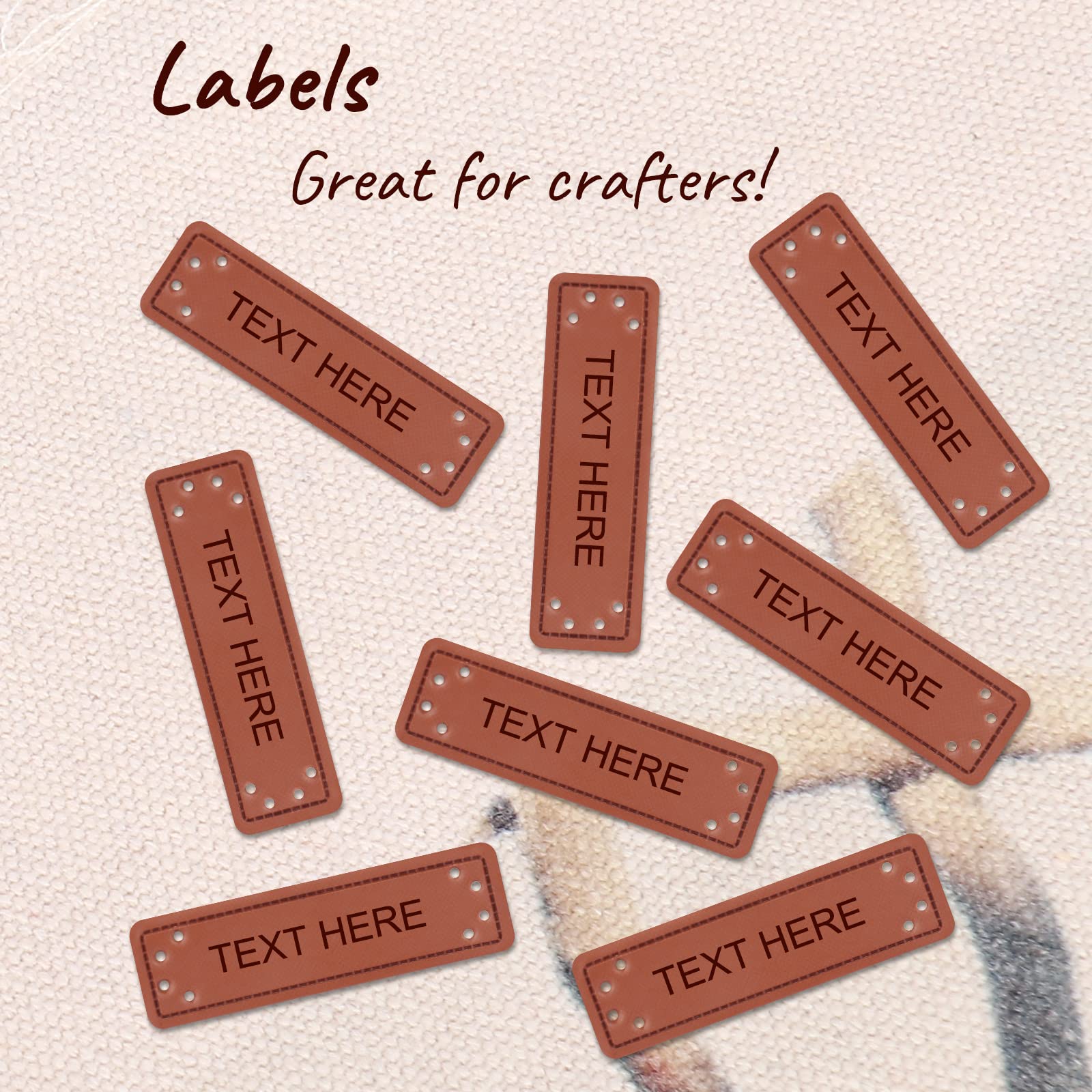 Lot de 100 étiquettes tricotées personnalisées en cuir pour vêtements au crochet