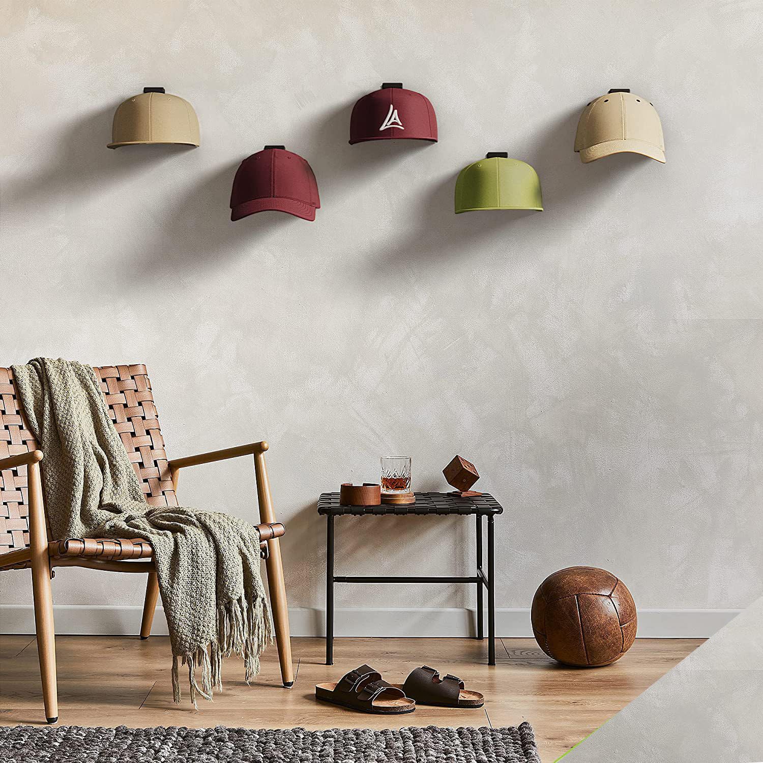 PIQIUQIU 10 Ganci Autoadesivi da Parete per Cappelli, Display per Cappelli da Baseball, Porta Cappelli