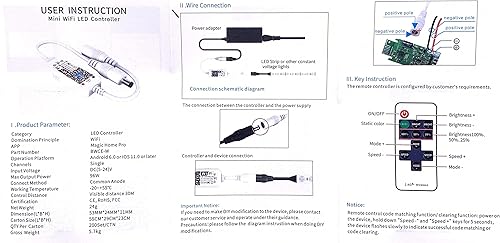Miniatura 3 de Controlador WiFi inteligente LED, tira de luces LED de un solo color, controlador WiFi compatible con Android iOS, tira de luz LED de 5-28 V 96 W,