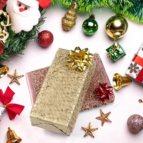 Miniatura 6 de LEMESO Deco - Cinta de malla dorada de Navidad, 30 pies de árbol metálico, guirnalda brillante para coronas, árbol de Navidad, envoltura de regalos