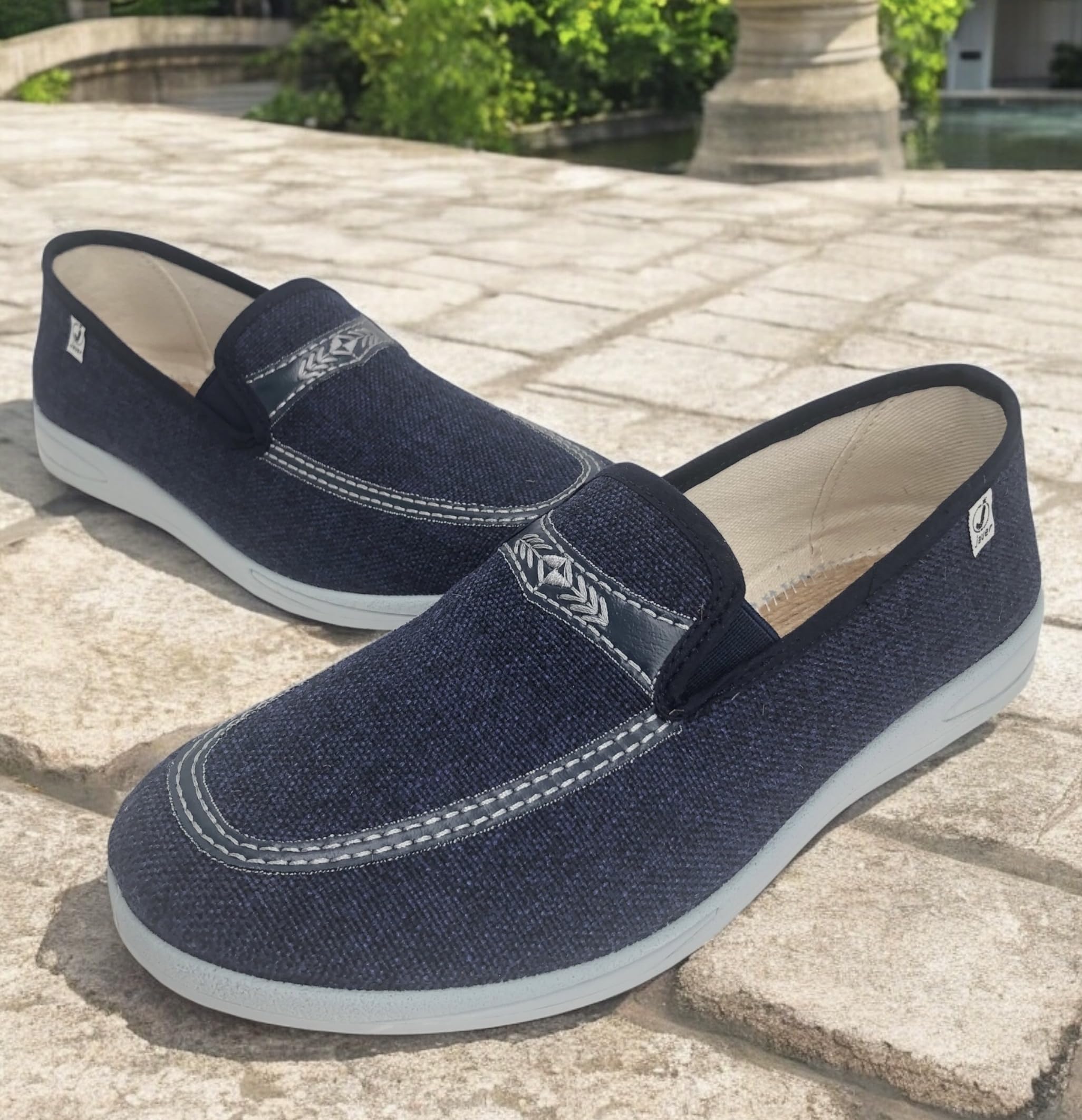 J. Ruiz calzados JR Espadrilles d'été pour homme - Espadrilles en toile - Semelle en caoutchouc - Semelle en jute pour la transpiration - Fabriquées en Espagne