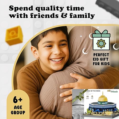Miniatura 4 de Alif and Friends Juego de bloques de construcción Dome of The Rock, más de 900 piezas de juguetes de construcción islámicos, mezquita Al-Aqsa,