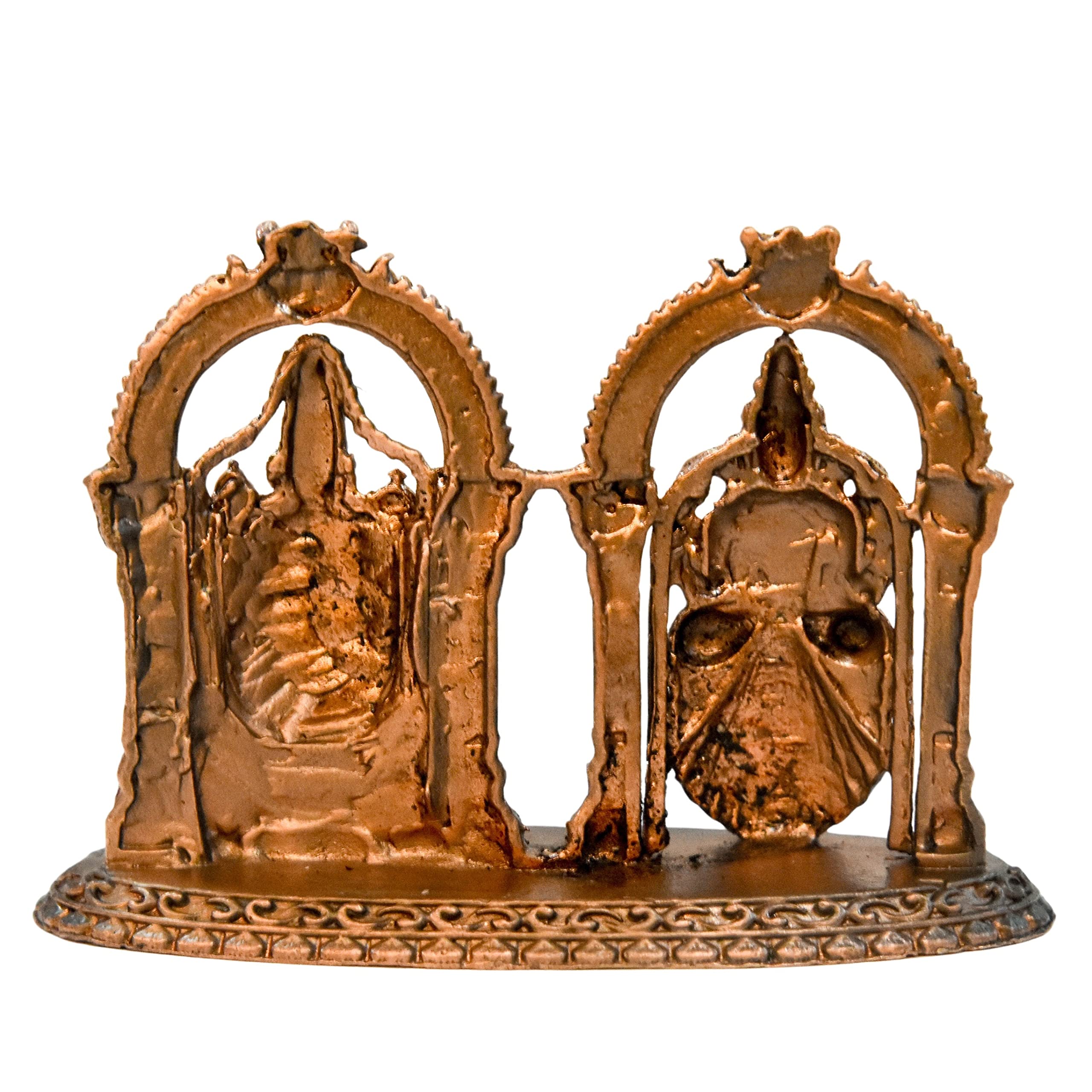 Handmade Copper Balaji & Lakshmi Idol - Antique Finish -4